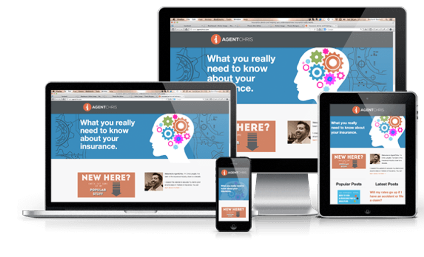 a much better responsive website design showing the desktop version, tablet version, and mobile phone version of a website
